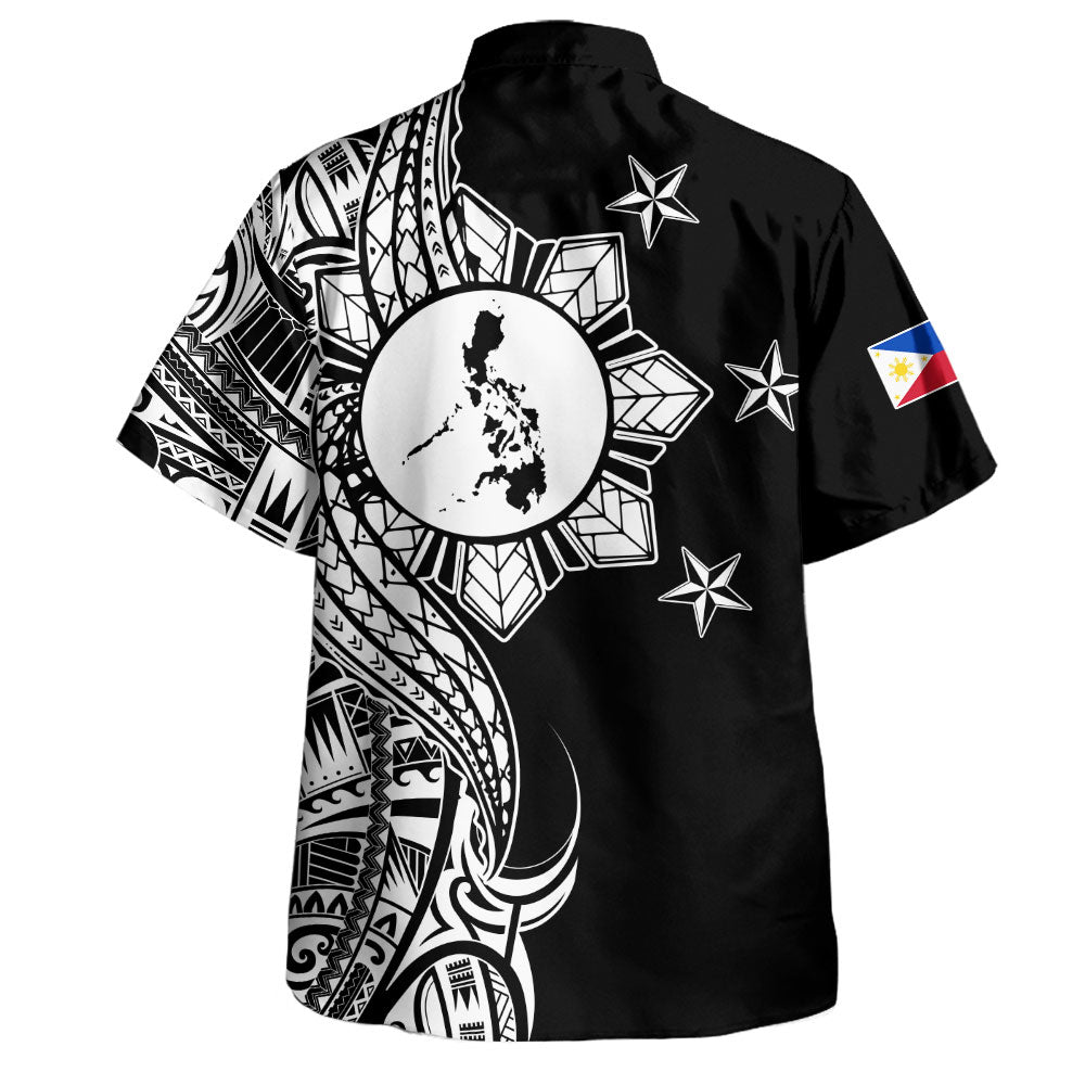 Philippines Filipinos Hawaiian Shirt Flag Sun Map Tribal Fusion Style