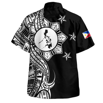 Philippines Filipinos Hawaiian Shirt Flag Sun Map Tribal Fusion Style