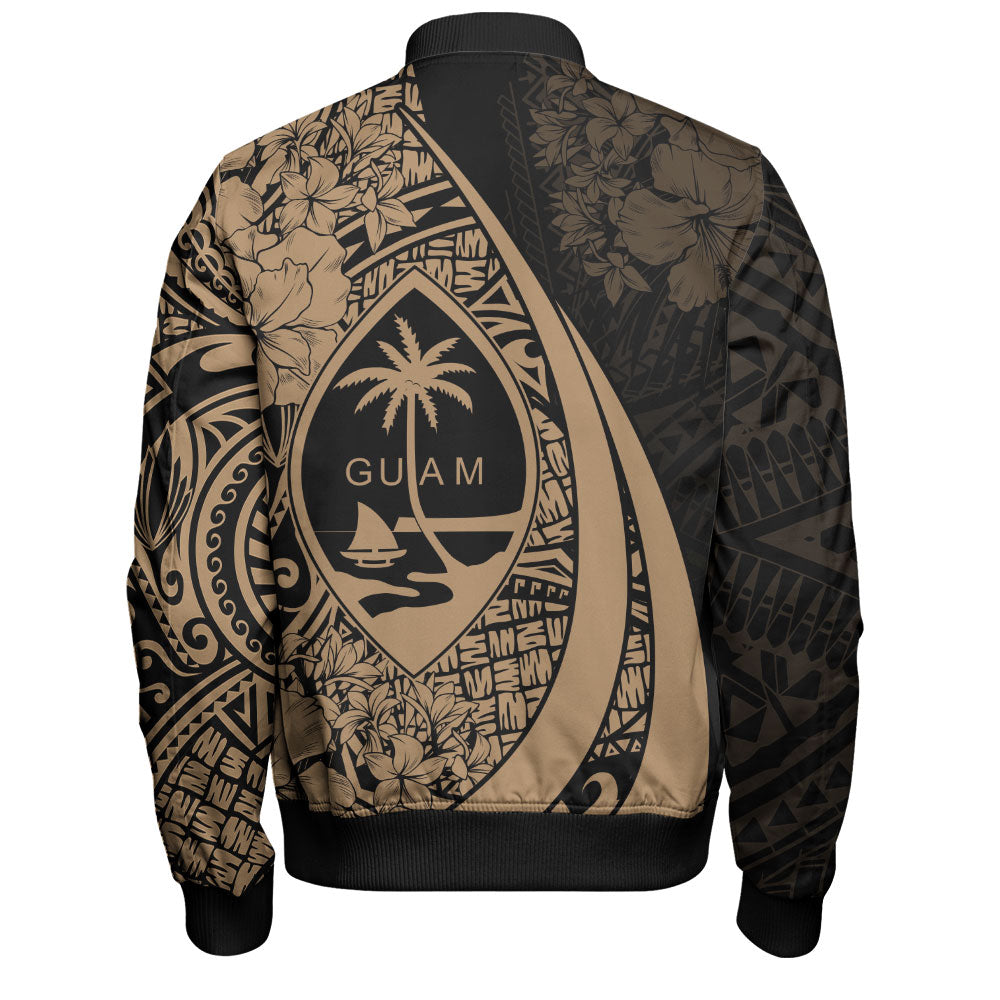 Guam Bomber Jacket Custom Hibiscus Flower Symbols Style