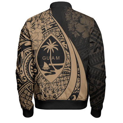 Guam Bomber Jacket Custom Hibiscus Flower Symbols Style
