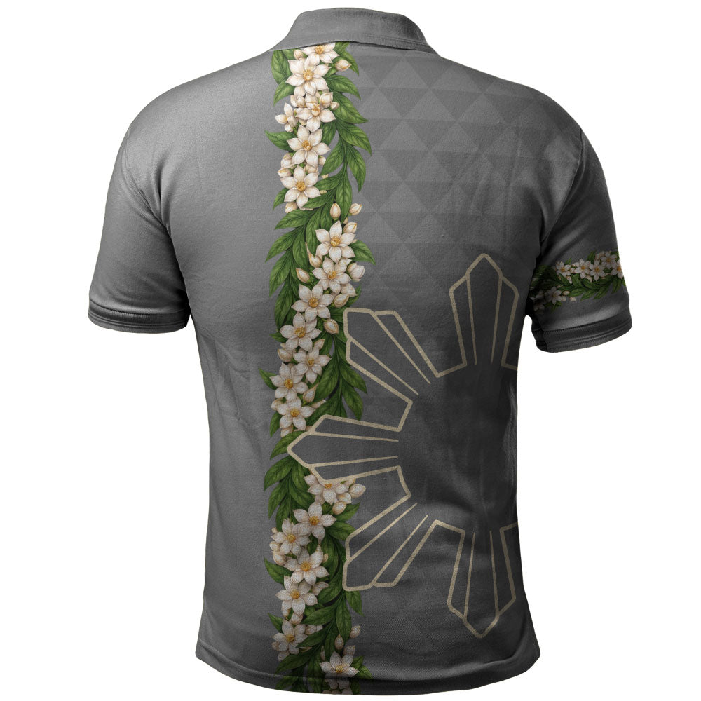 Philippines Filipinos Polo Shirt Sampaguita Flower Sun Pattern Island Style