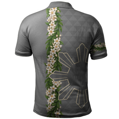 Philippines Filipinos Polo Shirt Sampaguita Flower Sun Pattern Island Style
