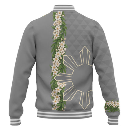 Philippines Filipinos Baseball Jacket Sampaguita Flower Sun Pattern Island Style