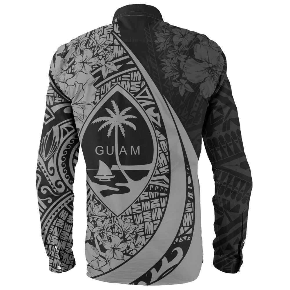 Guam Long Sleeve Shirt Custom Hibiscus Flower Symbols Style