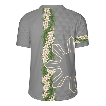 Philippines Filipinos Rugby Jersey Sampaguita Flower Sun Pattern Island Style