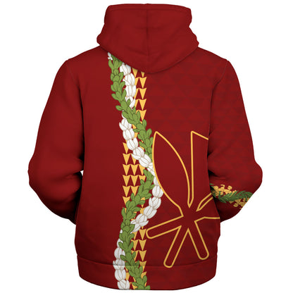 Hawaii Sherpa Hoodie Kanaka Maoli Puakenikeni Maile Flower Lei