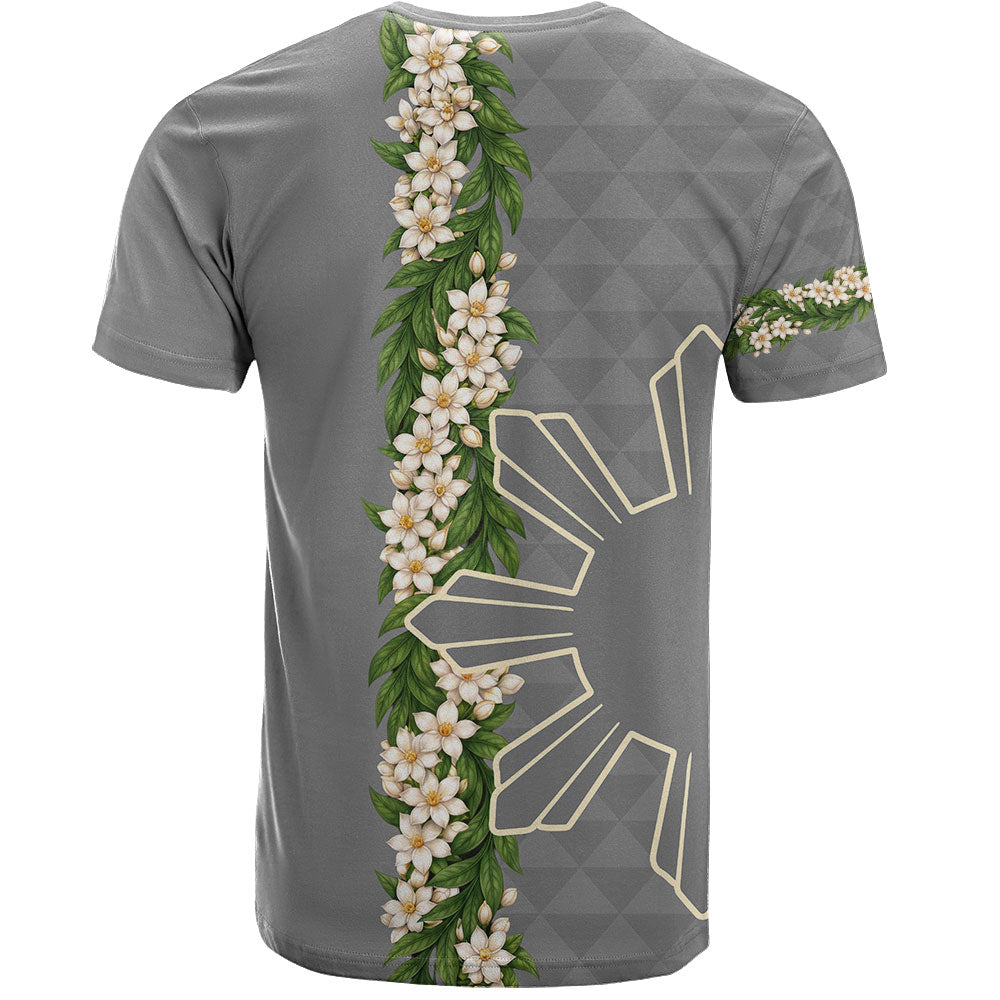 Philippines Filipinos T-Shirt Sampaguita Flower Sun Pattern Island Style