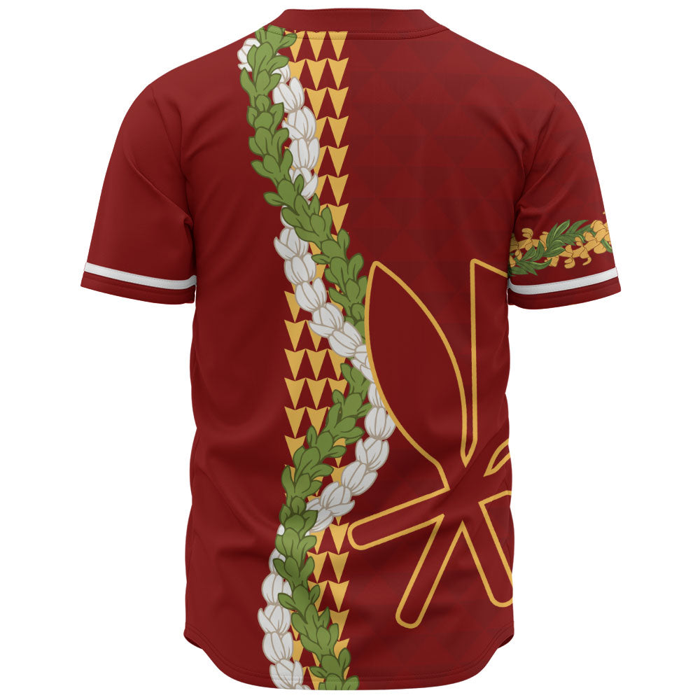 Hawaii Baseball Shirt Kanaka Maoli Puakenikeni Maile Flower Lei