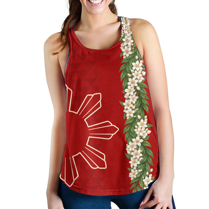 Philippines Filipinos Women Tank Sampaguita Flower Sun Pattern Island Style