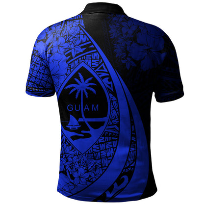 Guam Polo Shirt Custom Hibiscus Flower Symbols Style
