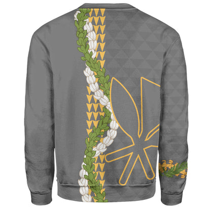 Hawaii Sweatshirt Kanaka Maoli Puakenikeni Maile Flower Lei