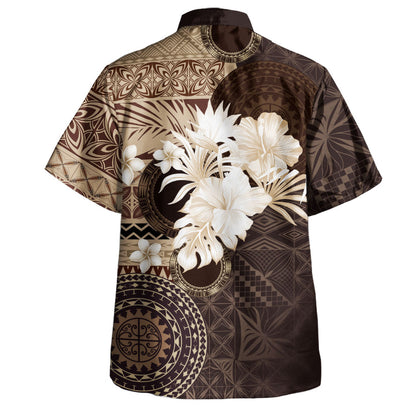 Samoa Hawaiian Shirt Siapo Motif Print Fabric