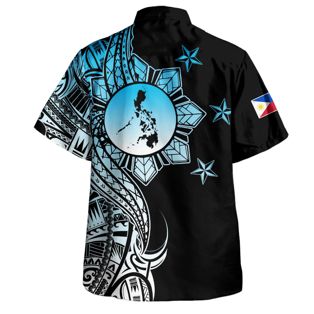 Philippines Filipinos Hawaiian Shirt Flag Sun Map Tribal Fusion Style