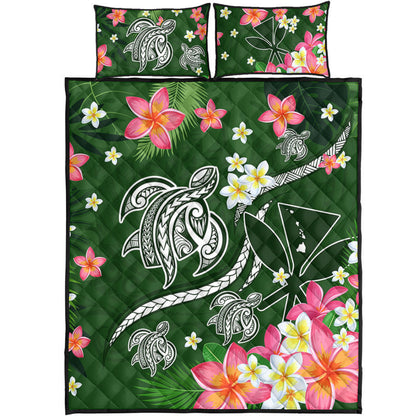 Hawaii Quilt Bed Set Aloha Island Turtle Plumeria Flower Tropical Fabric