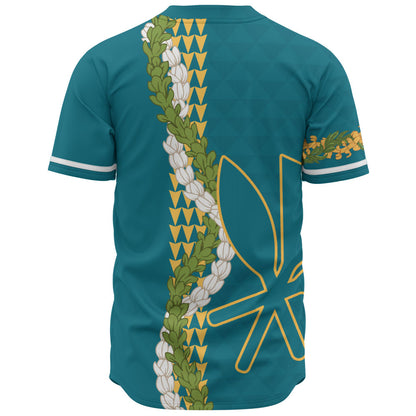 Hawaii Baseball Shirt Kanaka Maoli Puakenikeni Maile Flower Lei