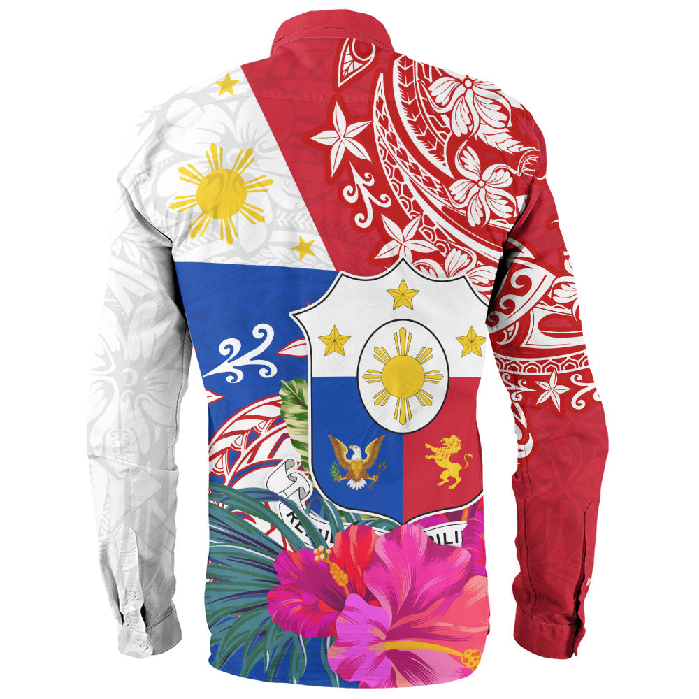 Philippines Filipinos Long Sleeve Shirt Flag Tribal Tropical Style