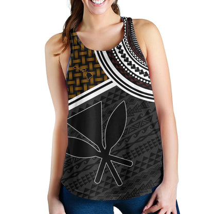 Hawaii Women Tank Kanaka Maoli Lauhala Pattern Tribal Polyneisan Vintage Style