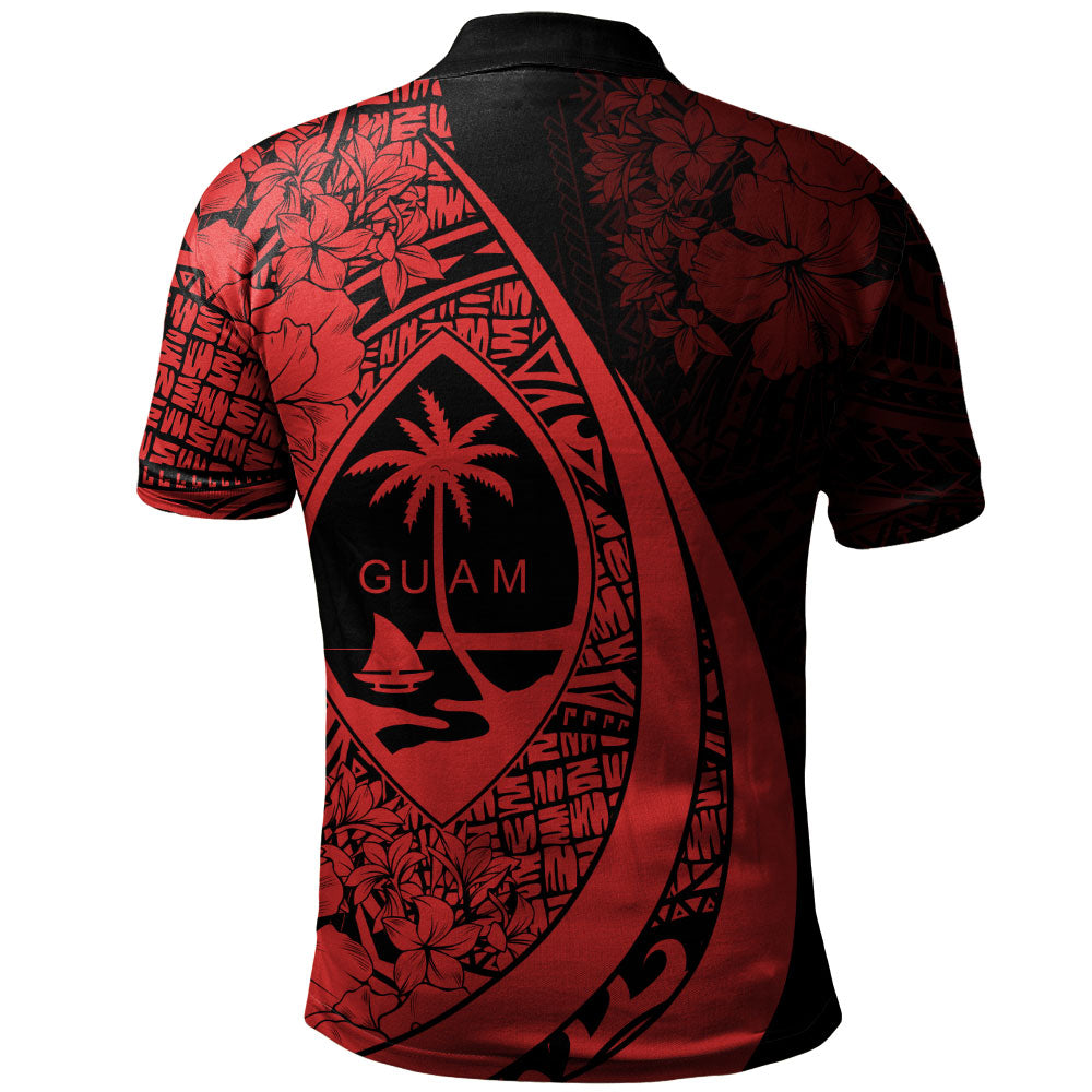Guam Polo Shirt Custom Hibiscus Flower Symbols Style