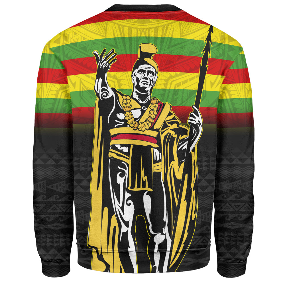 Hawaii Sweatshirt King Kamehameha Flag Kanaka Maoli Tribal Tattoo