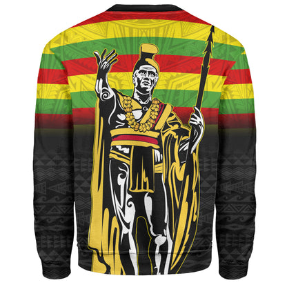 Hawaii Sweatshirt King Kamehameha Flag Kanaka Maoli Tribal Tattoo