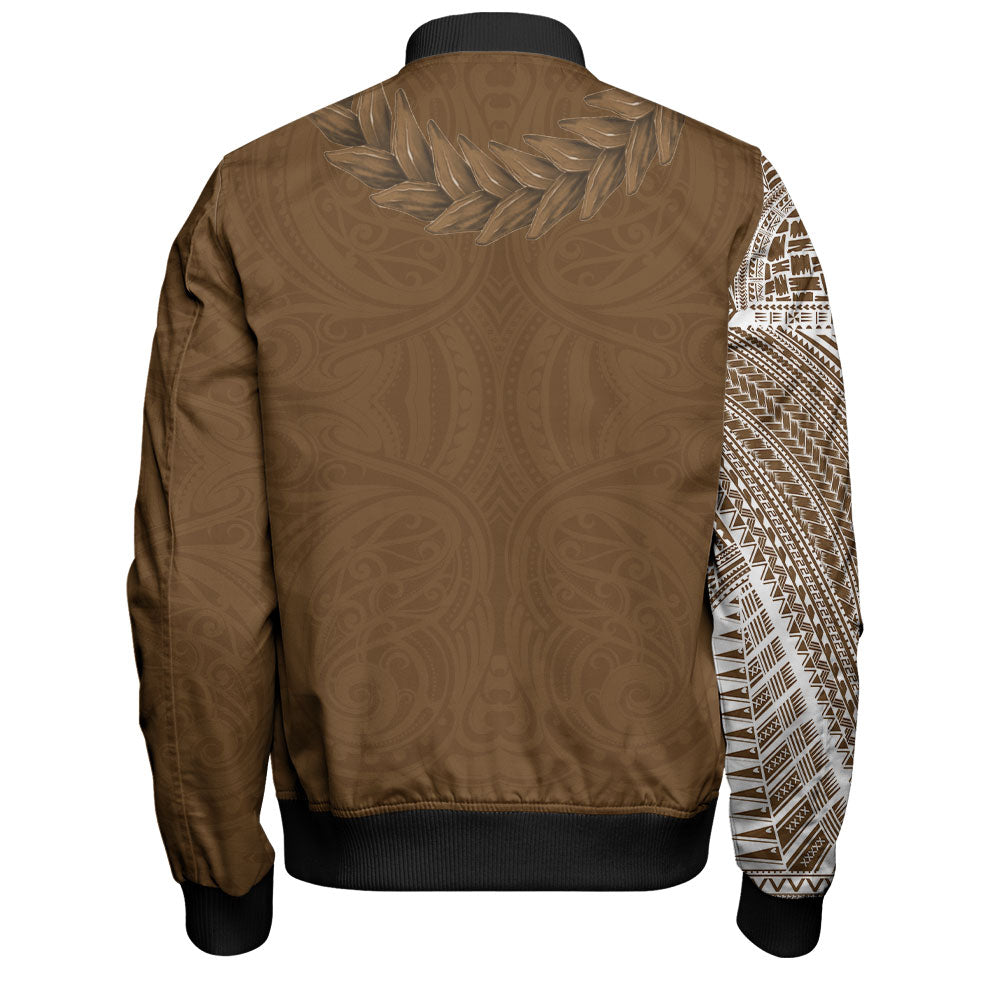 Samoa Bomber Jacket Tattoo Roman Reigns With Ula Fala Style Brown