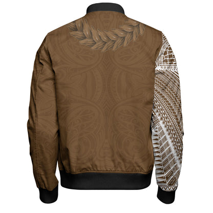 Samoa Bomber Jacket Tattoo Roman Reigns With Ula Fala Style Brown