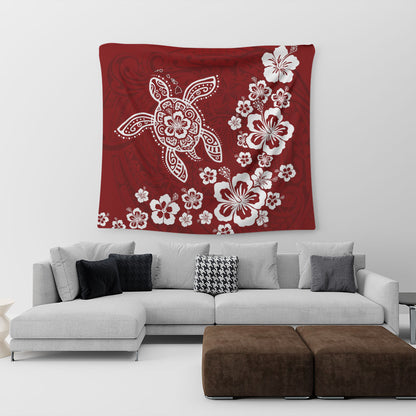 Hawaii Tapestry Tribal Hibiscus Flower Graphic Turtle Tatoo