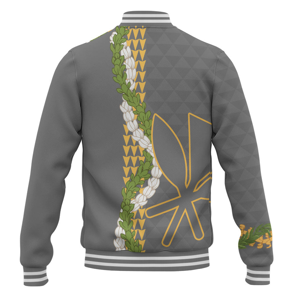 Hawaii Baseball Jacket Kanaka Maoli Puakenikeni Maile Flower Lei