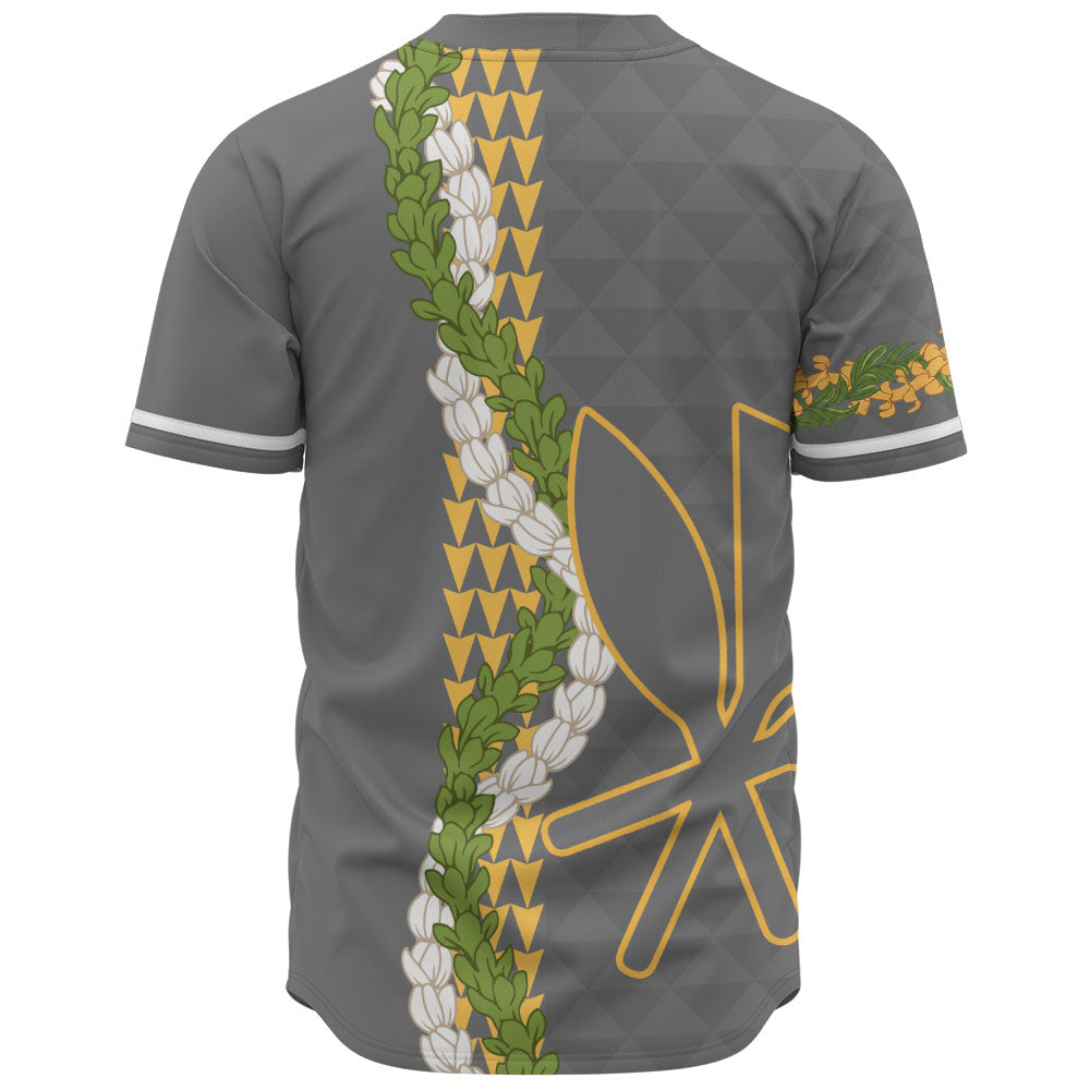 Hawaii Baseball Shirt Kanaka Maoli Puakenikeni Maile Flower Lei