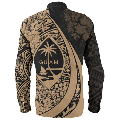 Guam Long Sleeve Shirt Custom Hibiscus Flower Symbols Style