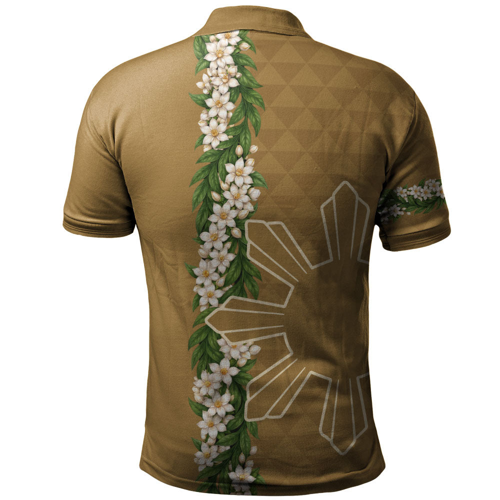 Philippines Filipinos Polo Shirt Sampaguita Flower Sun Pattern Island Style