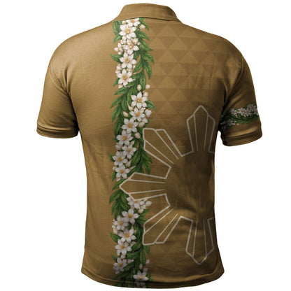 Philippines Filipinos Polo Shirt Sampaguita Flower Sun Pattern Island Style