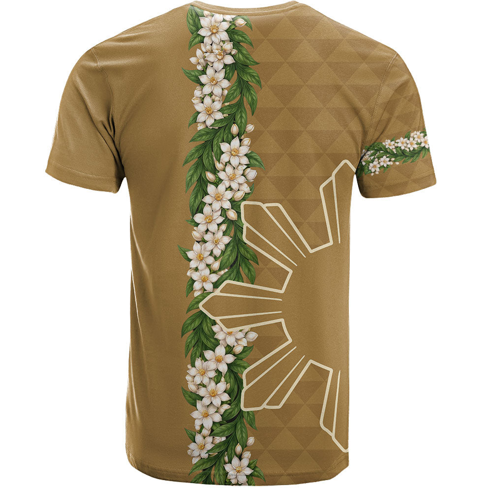 Philippines Filipinos T-Shirt Sampaguita Flower Sun Pattern Island Style
