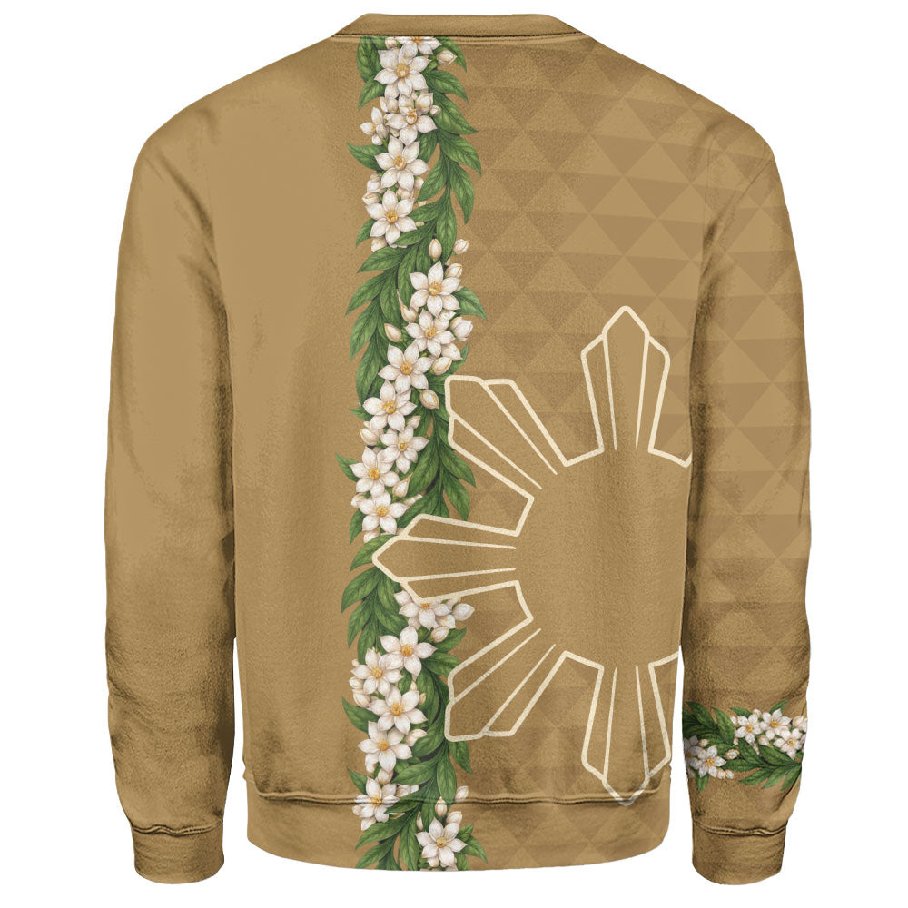 Philippines Filipinos Sweatshirt Sampaguita Flower Sun Pattern Island Style