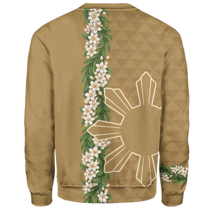 Philippines Filipinos Sweatshirt Sampaguita Flower Sun Pattern Island Style