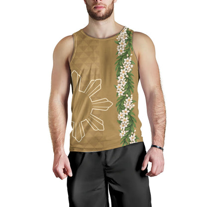 Philippines Filipinos Tank Top Sampaguita Flower Sun Pattern Island Style