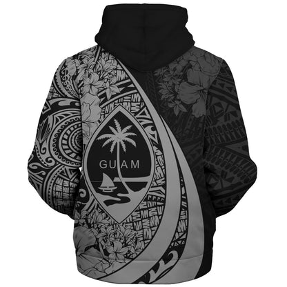 Guam Sherpa Hoodie Custom Hibiscus Flower Symbols Style