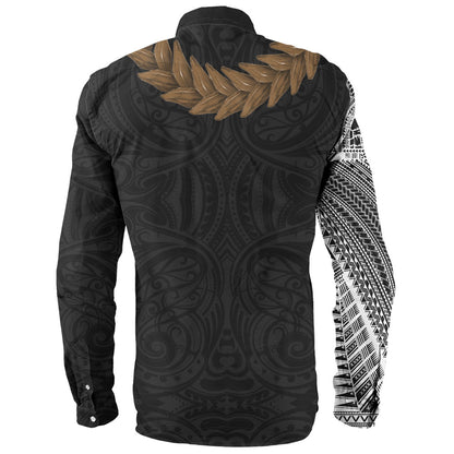 Samoa Long Sleeve Shirt Tattoo Roman Reigns With Ula Fala Style Brown