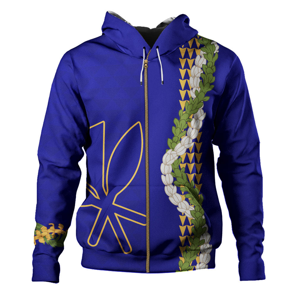 Hawaii Hoodie Kanaka Maoli Puakenikeni Maile Flower Lei