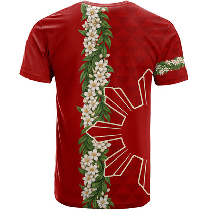 Philippines Filipinos T-Shirt Sampaguita Flower Sun Pattern Island Style