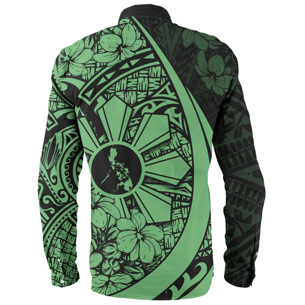 Philippines Filipinos Long Sleeve Shirt Custom National Sampaguita Flower Symbols Style
