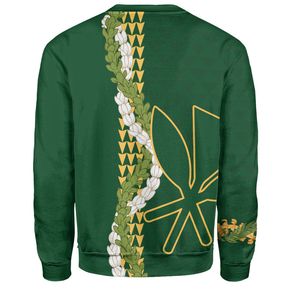 Hawaii Sweatshirt Kanaka Maoli Puakenikeni Maile Flower Lei