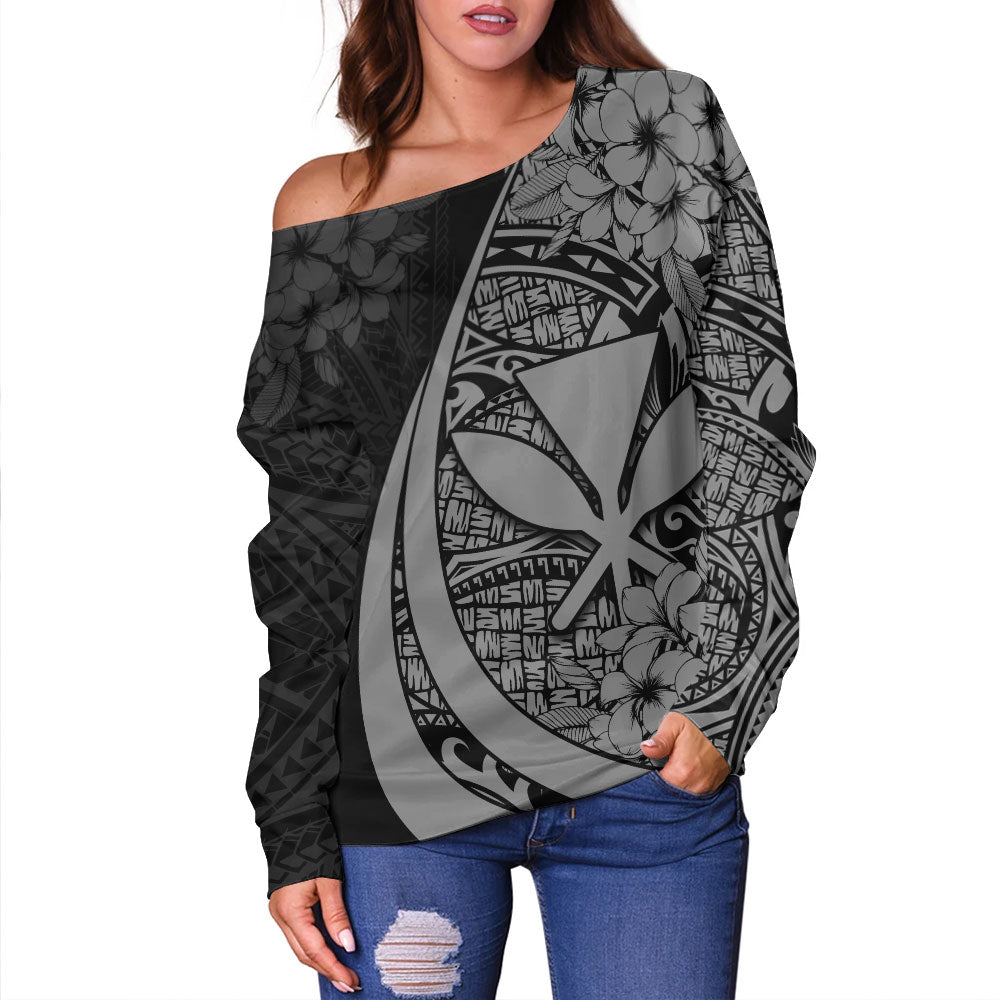 Hawaii Off Shoulder Sweatshirt National Plumeria Flower Symbols Style