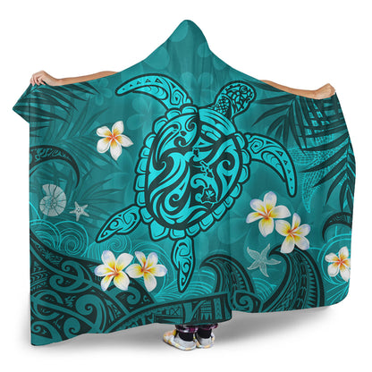 Hawaii Hooded Blanket Hawaiian Sea Turtle & Floral Dreams
