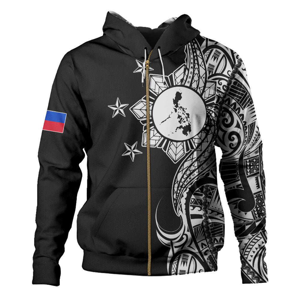 Philippines Filipinos Hoodie Flag Sun Map Tribal Fusion Style