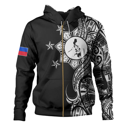 Philippines Filipinos Hoodie Flag Sun Map Tribal Fusion Style