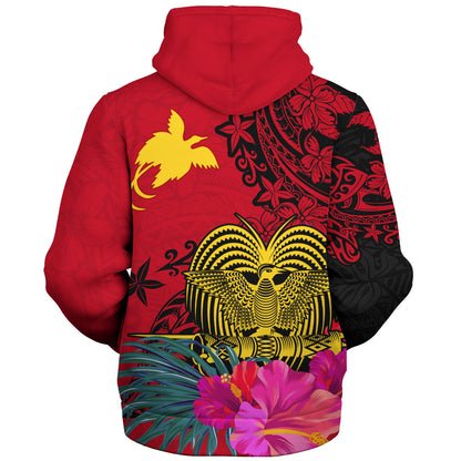 Papua New Guinea Sherpa Hoodie Flag Tribal Tropical Style