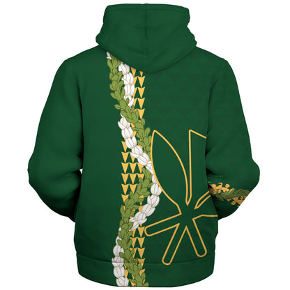 Hawaii Sherpa Hoodie Kanaka Maoli Puakenikeni Maile Flower Lei