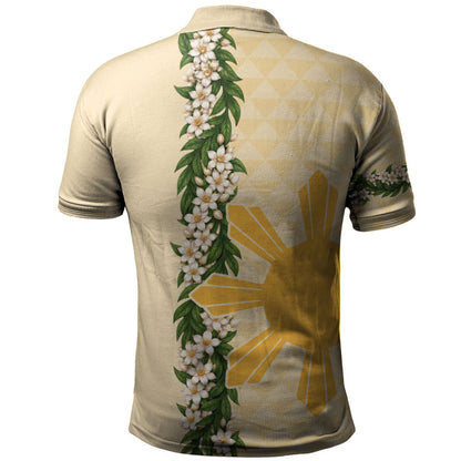 Philippines Filipinos Polo Shirt Sampaguita Flower Sun Pattern Island Style