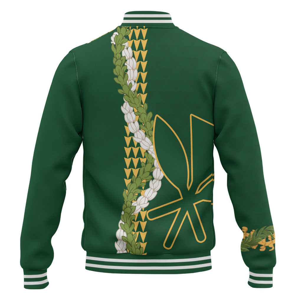 Hawaii Baseball Jacket Kanaka Maoli Puakenikeni Maile Flower Lei